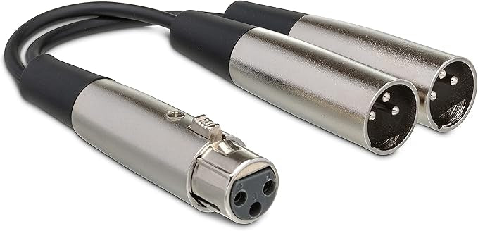 Hosa YXM-121 Y Cable, XLR3F to Dual XLR3M, 6 Inches
