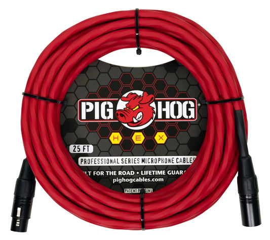 PIG HOG HEX SERIES MIC CABLE, CANDY APPLE RED
