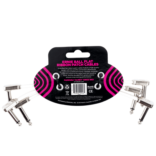 Ernie Ball Flat Ribbon Patch Cables 3-Pack 6 inch Cables