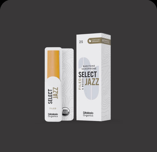 D'Addario Organic Select Jazz Filed Baritone Saxophone Reeds, Individually-Sealed, 5-Pack