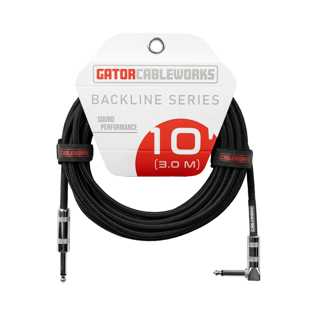 Gator Cableworks Backline Series Braided Instrument Cable Black, 10 foot
