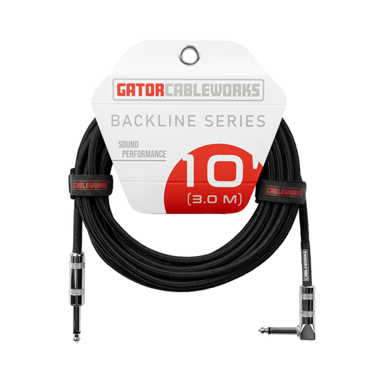 Gator Cableworks Backline Series Braided Instrument Cable Black, 10 foot