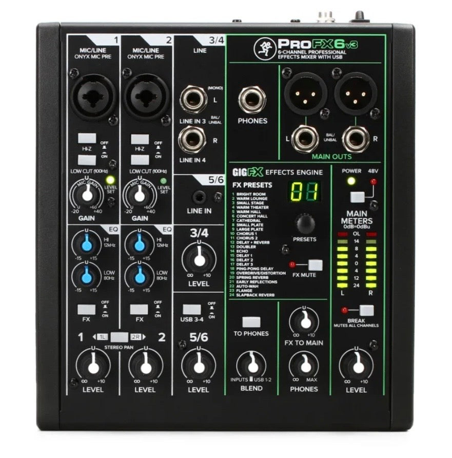 Mackie ProFX6v3 6-channel Mixer with USB and Effects