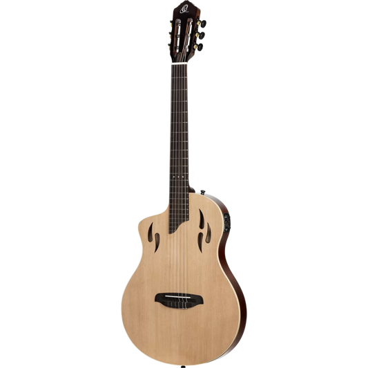 Ortega RTPSTD-NAT-L TourPlayer Standard Left-Handed Nylon-String Acoustic-Electric Guitar Natural