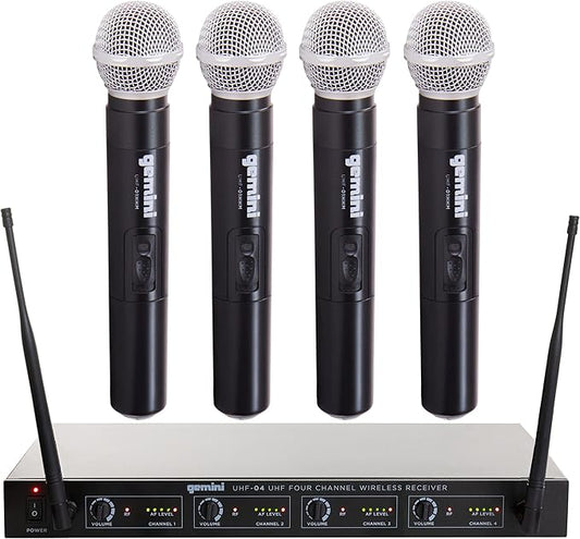 Gemini Sound UHF-04M — 4-channel wireless handheld microphone system UHF