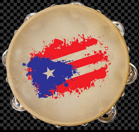 5d2 6" Single Row Tambourine with Puerto Rico Flag