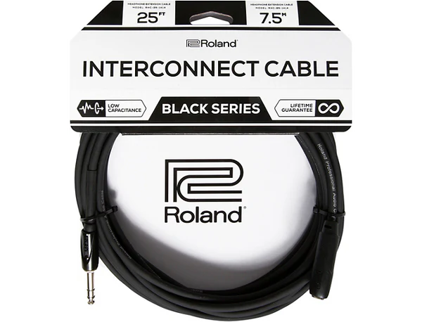 Roland 1/4" TRS Male to Female Headphone Extension Cable 25 ft
