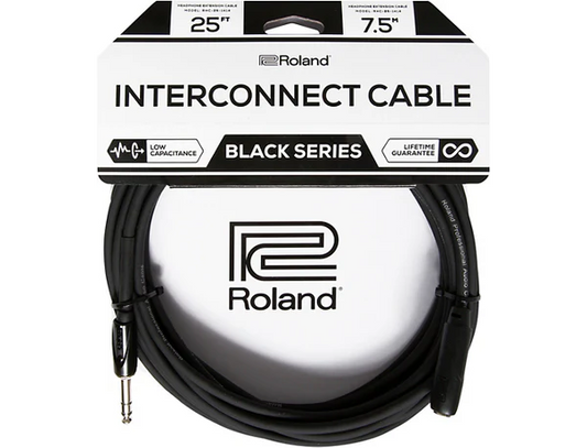 Roland 1/4" TRS Male to Female Headphone Extension Cable 25 ft