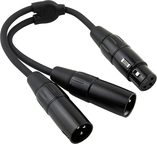 Pig Hog PY-XF2XM XLR to Dual XLR M Y-Cable, 6"