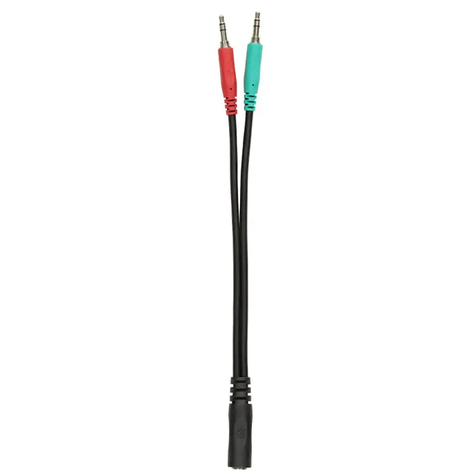 PIG HOG 6" COMPUTER/GAMING HEADSET ADAPTER, 3.5MM TRRS (F) TO DUAL 3.5MM TRS (M)