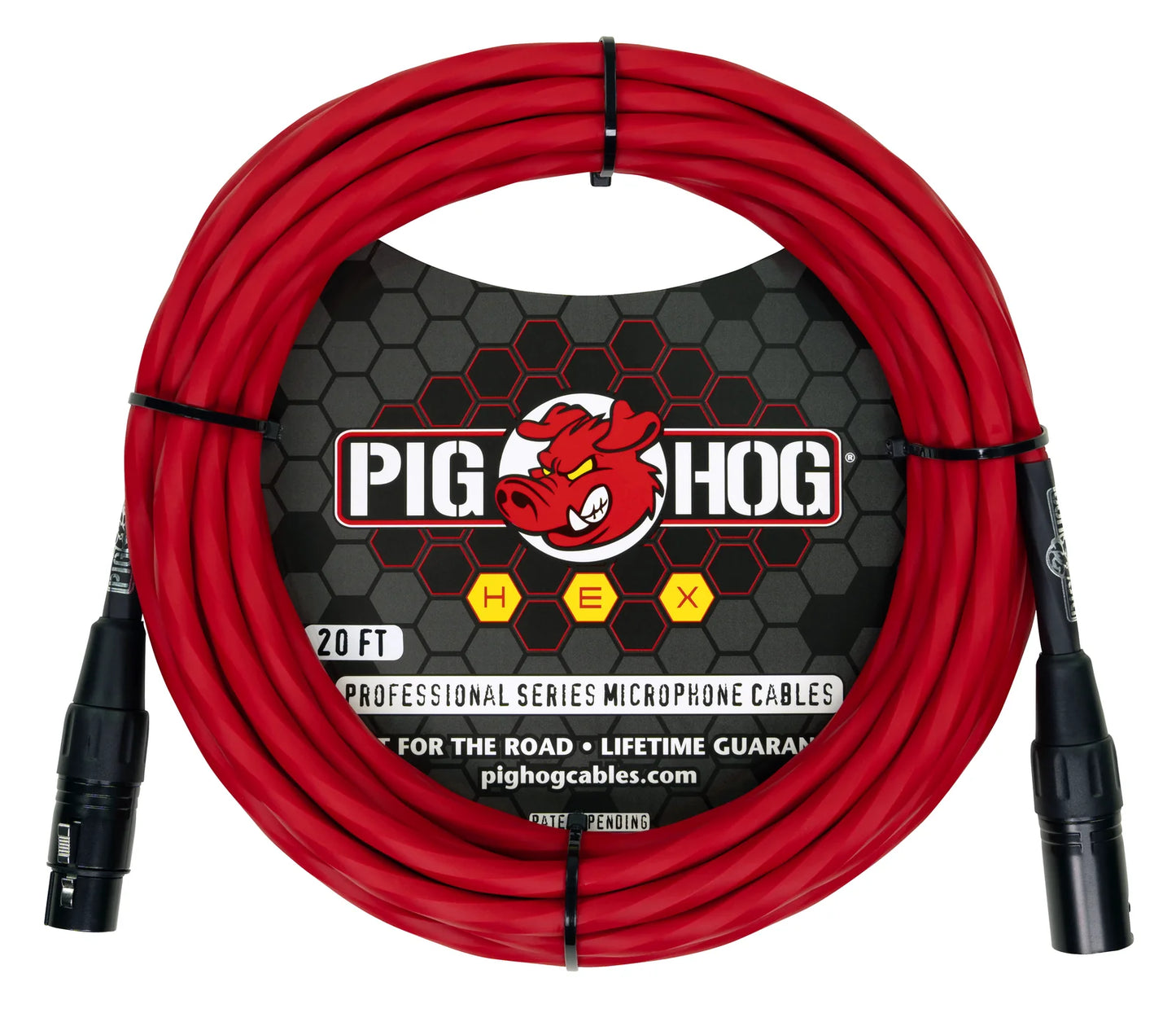 PIG HOG HEX SERIES MIC CABLE, CANDY APPLE RED
