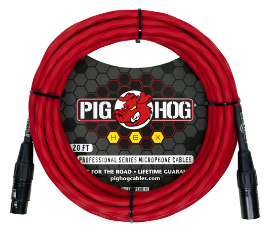 PIG HOG HEX SERIES MIC CABLE, CANDY APPLE RED