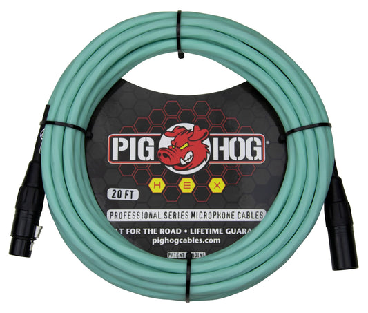 PIG HOG HEX SERIES MIC CABLE SEAFOAM GREEN