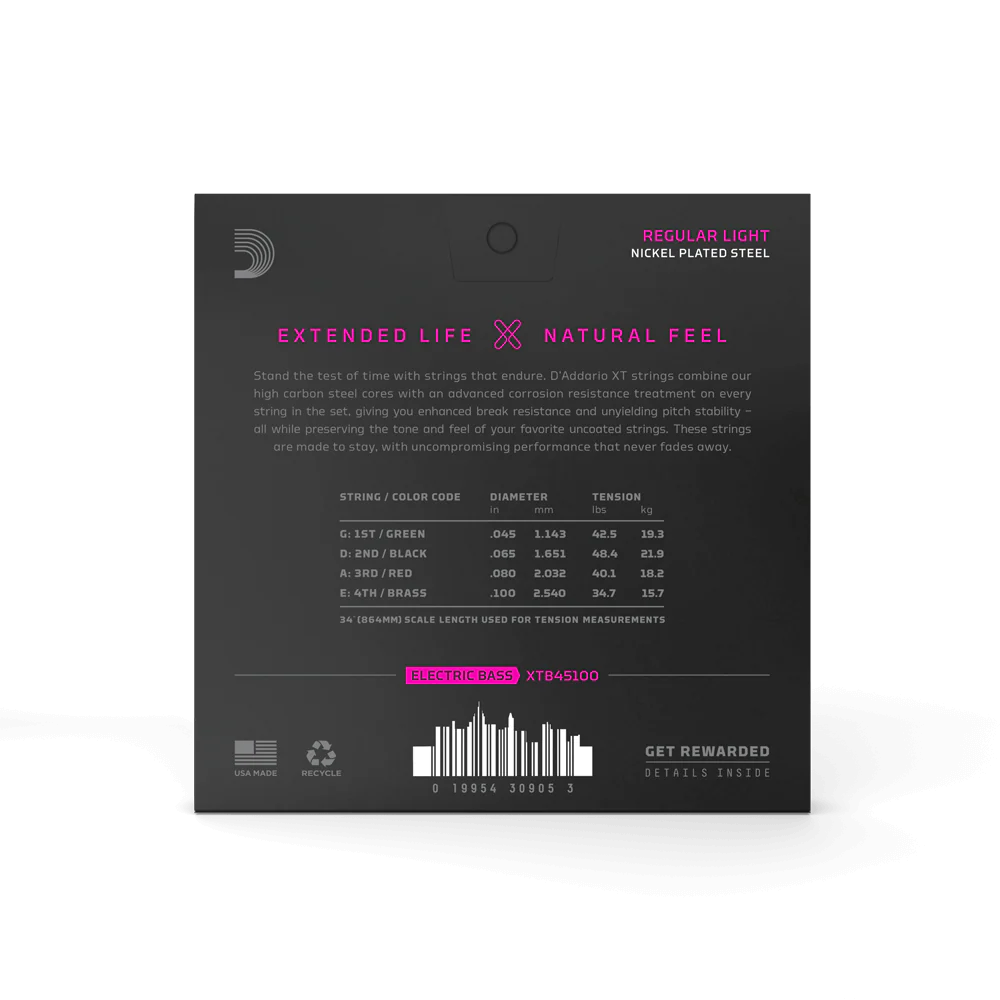 D’Addario XT Regular Light Long Scale Coated Bass Strings