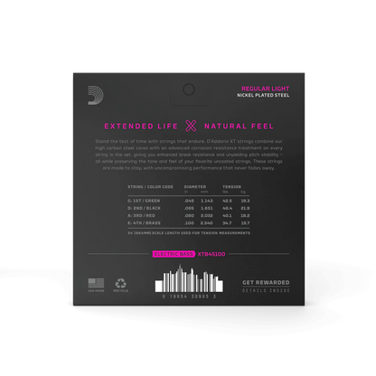 D’Addario XT Regular Light Long Scale Coated Bass Strings