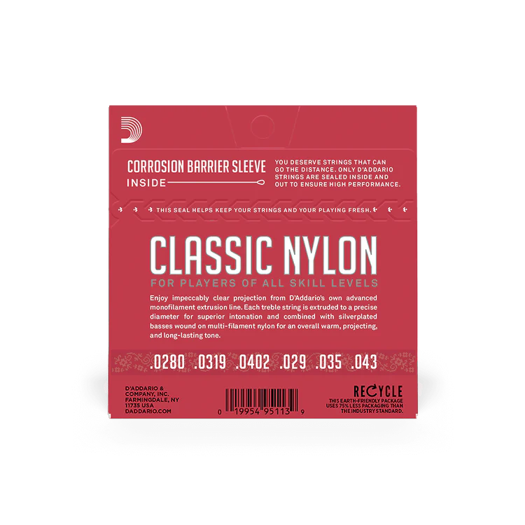 D'Addario Student Silver-Plated Nylon Core Classical Guitar Strings - Normal Tension