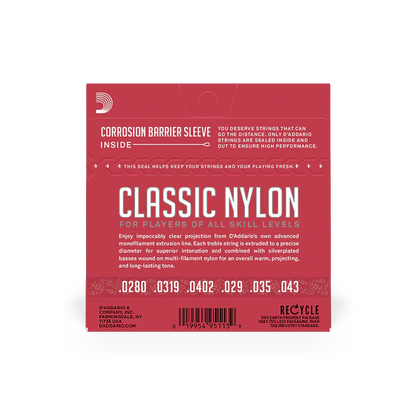 D'Addario Student Silver-Plated Nylon Core Classical Guitar Strings - Normal Tension
