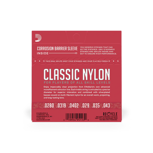 D'Addario Student Silver-Plated Nylon Core Classical Guitar Strings - Normal Tension