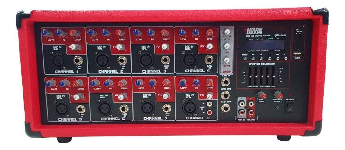 NOVIK NEO MIXER NVK 8500-BT | 8 Channel Powered Audio Mixer Professional Studio