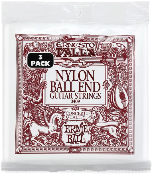 Ernie Ball 3409 Ernesto Palla Black & Gold Ball-End Nylon Classical Guitar Strings - Medium Tension Factory (3-pack)