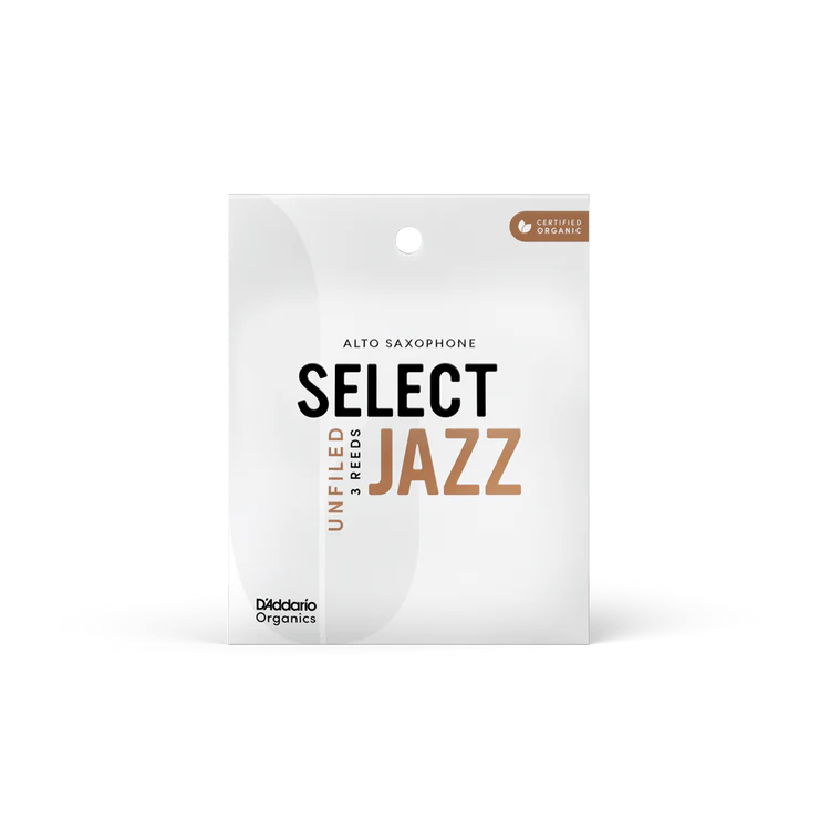 Organic Select Jazz Unfiled Alto Saxophone Reeds, Individually-Sealed, 3-Pack