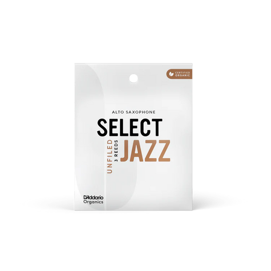 Organic Select Jazz Unfiled Alto Saxophone Reeds, Individually-Sealed, 3-Pack