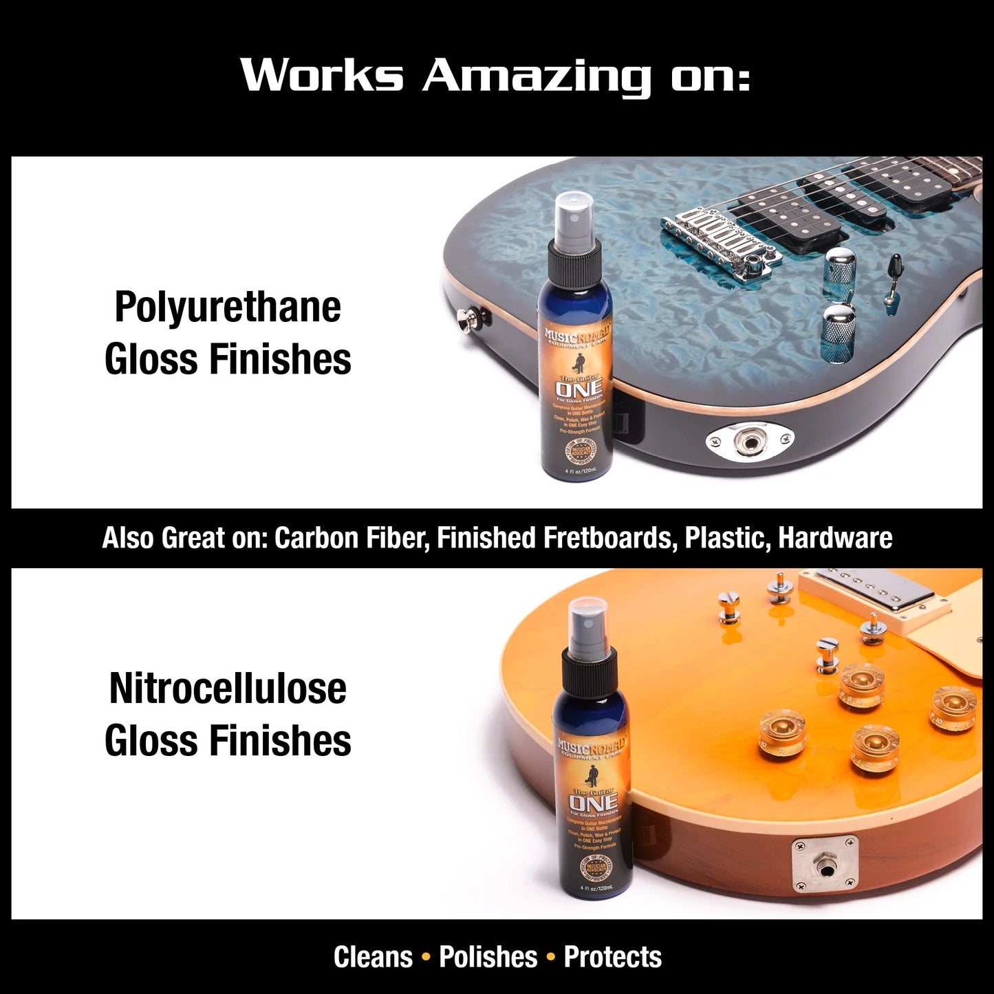MusicNomad The Guitar ONE – All in 1 Cleaner, Polish, Wax for Gloss Finishes