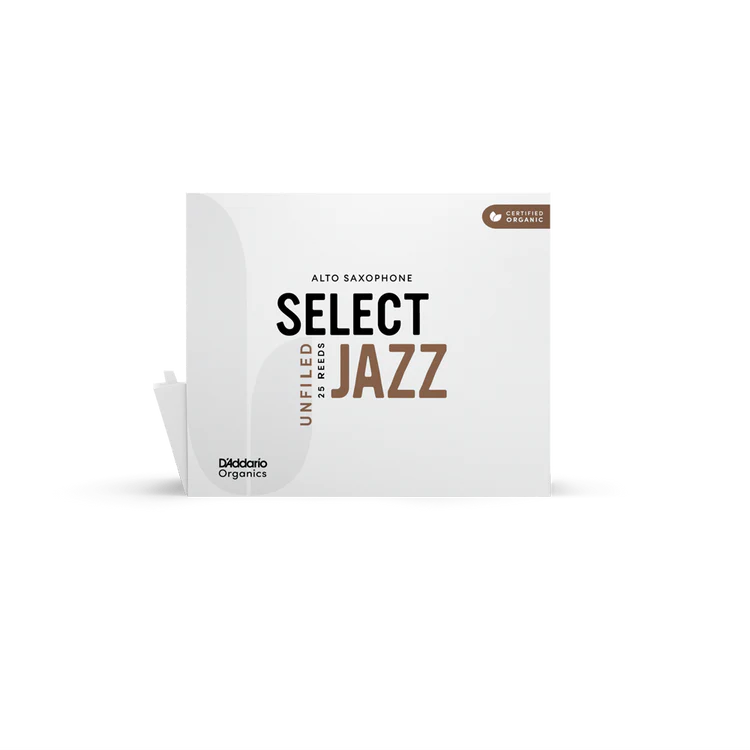 Organic Select Jazz Unfiled Alto Saxophone Reeds, Individually-Sealed, 25-Pack