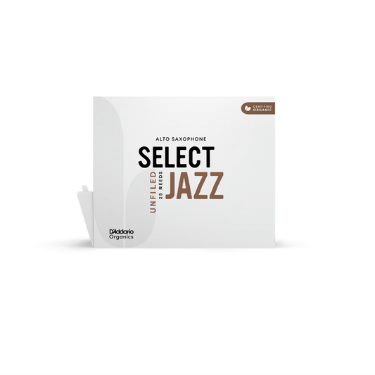 Organic Select Jazz Unfiled Alto Saxophone Reeds, Individually-Sealed, 25-Pack