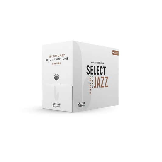 Organic Select Jazz Unfiled Alto Saxophone Reeds, Individually-Sealed, 25-Pack