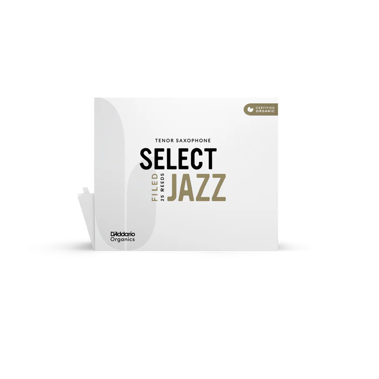 Organic Select Jazz Filed Tenor Saxophone Reeds, Individually-Sealed, 25-Pack