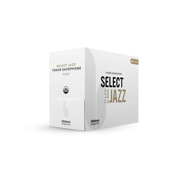 Organic Select Jazz Filed Tenor Saxophone Reeds, Individually-Sealed, 25-Pack