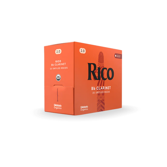 Rico Organic Bb Clarinet Reeds, Individually-Sealed, Pack of 25