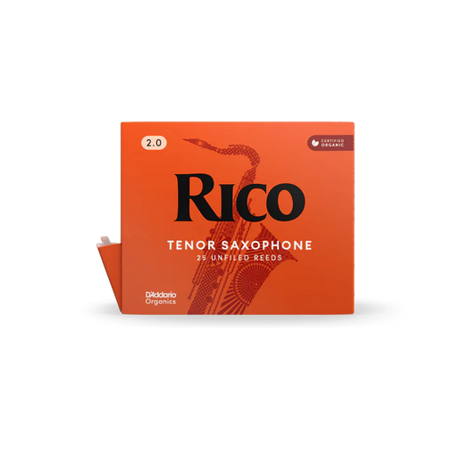 Rico Organic Tenor Saxophone Reeds, Individually-Sealed, Pack of 25
