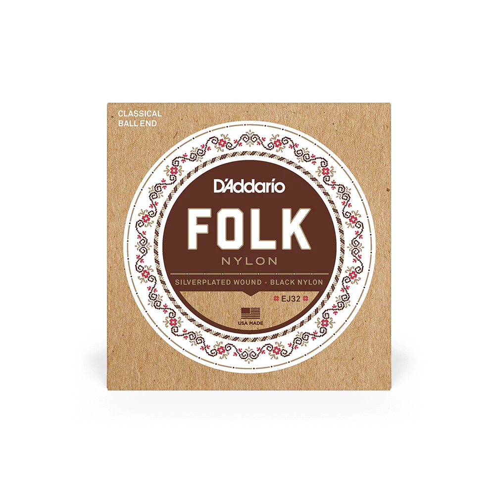 D'Addarío EJ32 Normal Tension Ball End - Silver-Wound/Black Nylon Classical Guitar Strings