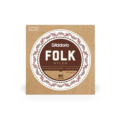 D'Addarío EJ32 Normal Tension Ball End - Silver-Wound/Black Nylon Classical Guitar Strings