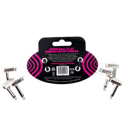 Ernie Ball Flat Ribbon Patch Cables 3-Pack 6 inch Cables