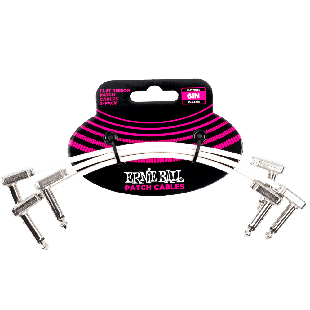 Ernie Ball Flat Ribbon Patch Cables 3-Pack 6 inch Cables