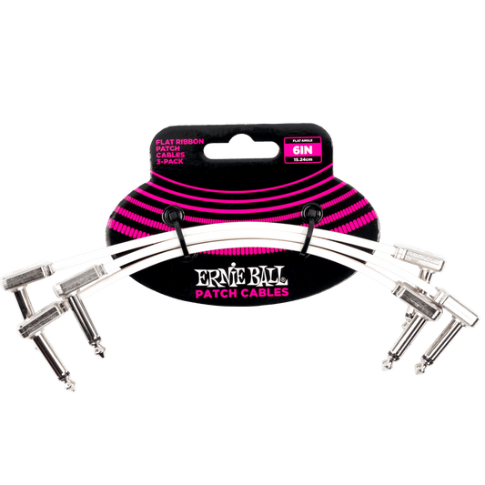 Ernie Ball Flat Ribbon Patch Cables 3-Pack 6 inch Cables
