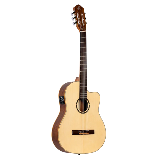 Ortega Family Series RCE125SN Thinline Acoustic-Electric Classical Guitar Satin Natural