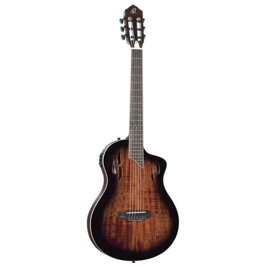 Ortega RTPDLX-ACA Acacia Nylon-String Acoustic-Electric Guitar Tobacco Burst