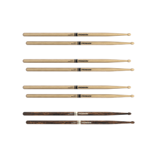 ProMark Rebound 5A Hickory Drumstick, Acorn Wood Tip, FireGrain Bonus 4-Pack